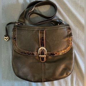 Brighton Leather Shoulder Bag, Chocolate Brown, EUC